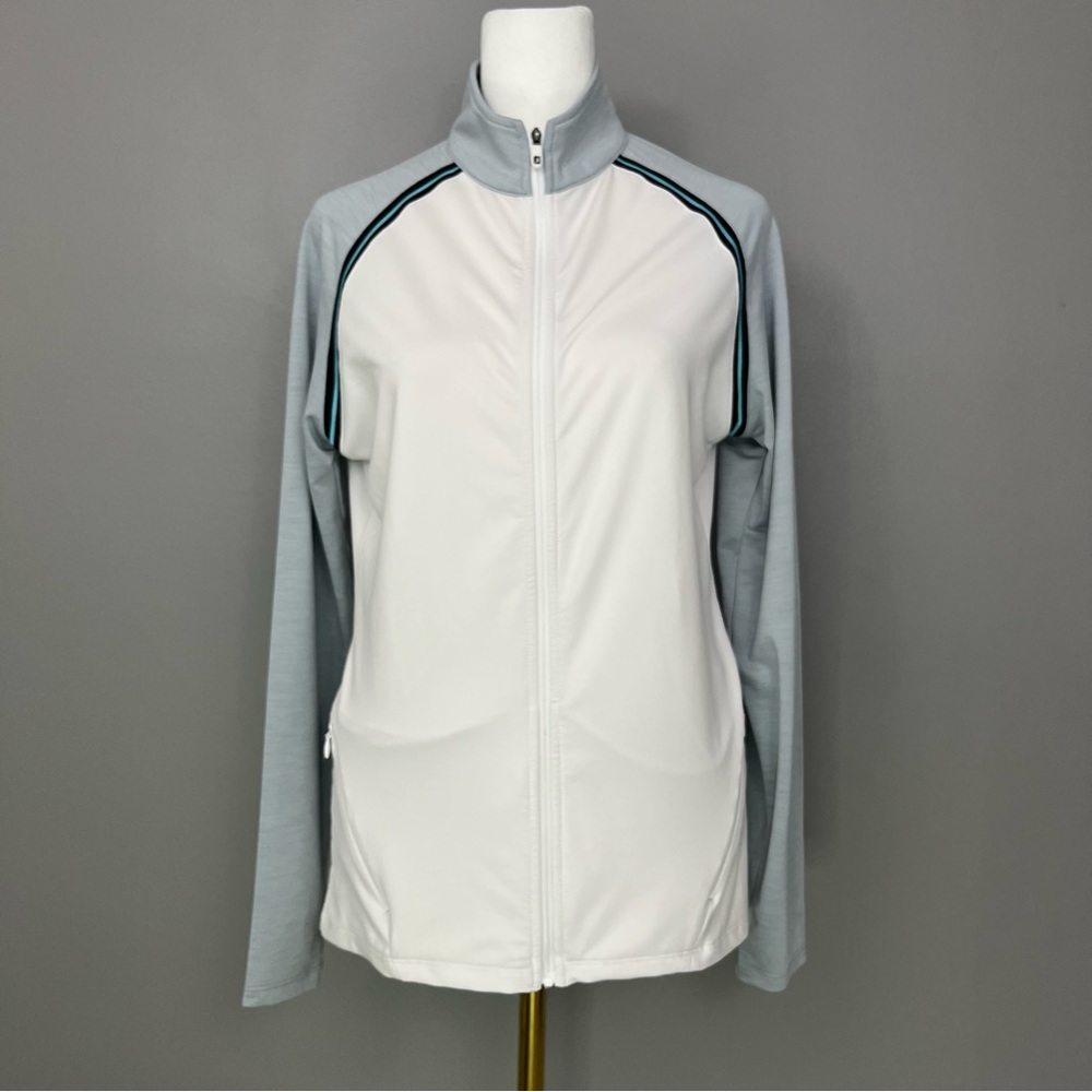 FootJoy French Terry Raglan Sleeve Full-Zip Jacket White Heather Gray Size Small